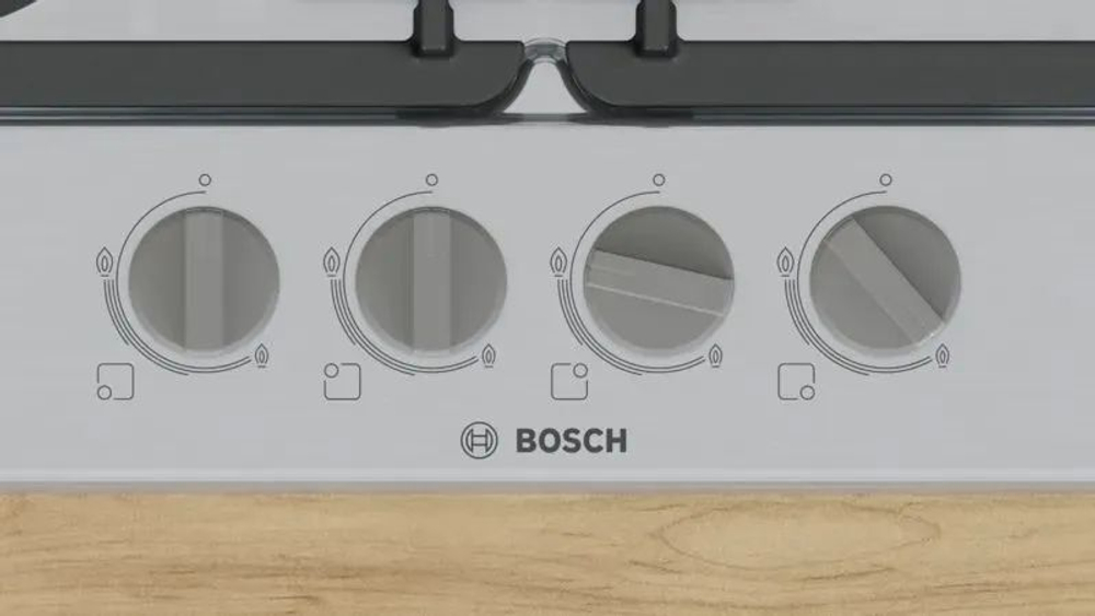 Встраиваемая газовая панель BOSCH PGH6B5K90R Serie 4, независимая, 4 конфорки, серебристый
