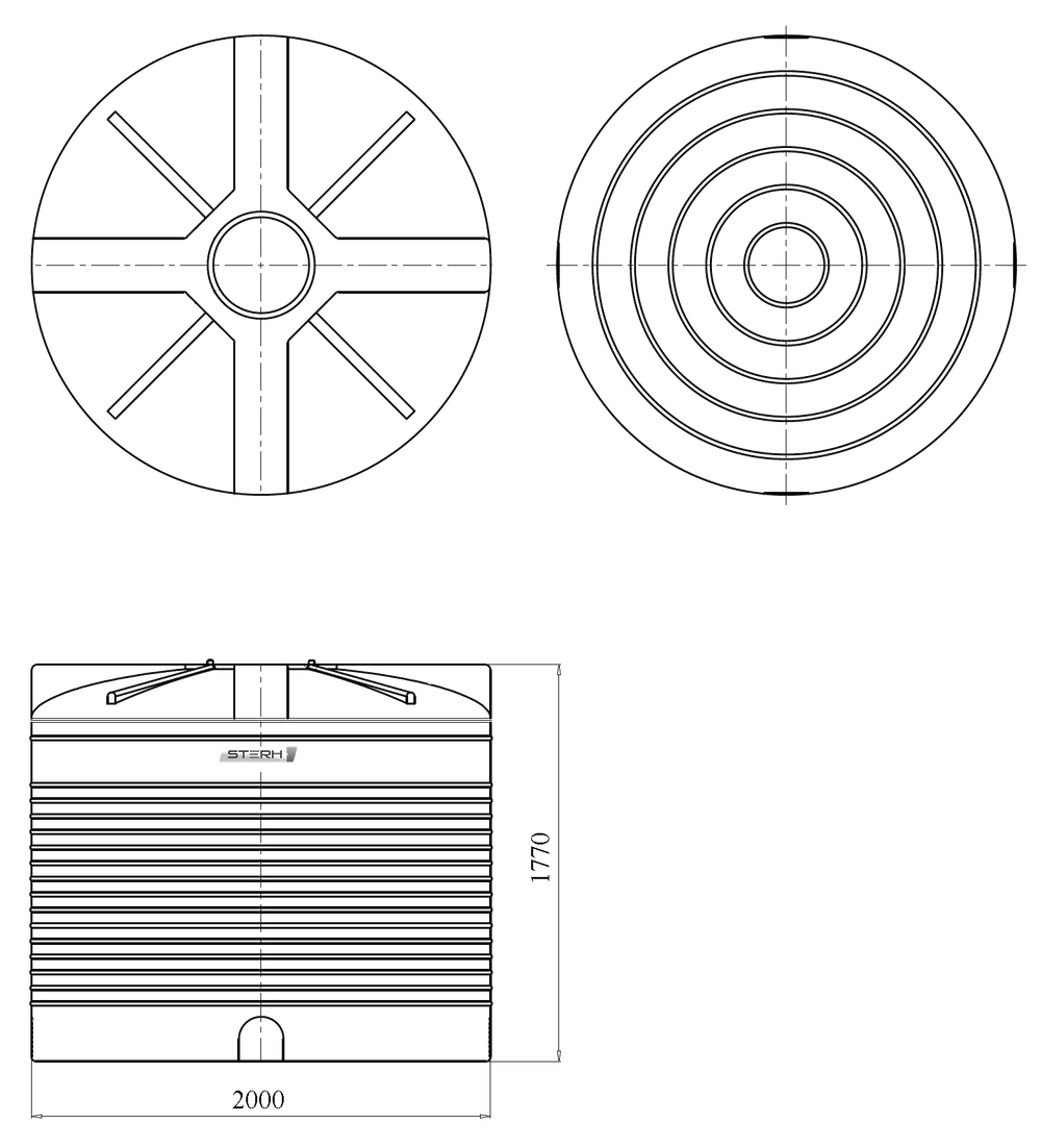 Ёмкость пластиковая пищевая STERH VERT 4500T 5000 л. вертикальная транспортная (200x200x177см;синий) - арт.555083