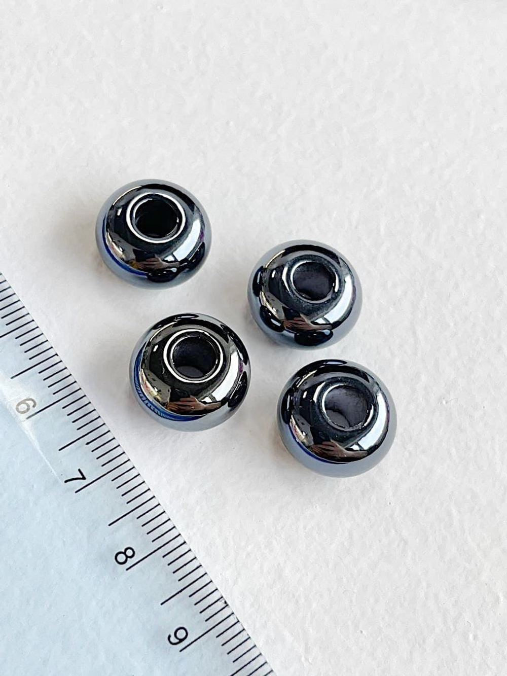 B103-чс Бусина «Бублик», акрил, черно-синий, 14мм*8мм*4,7мм