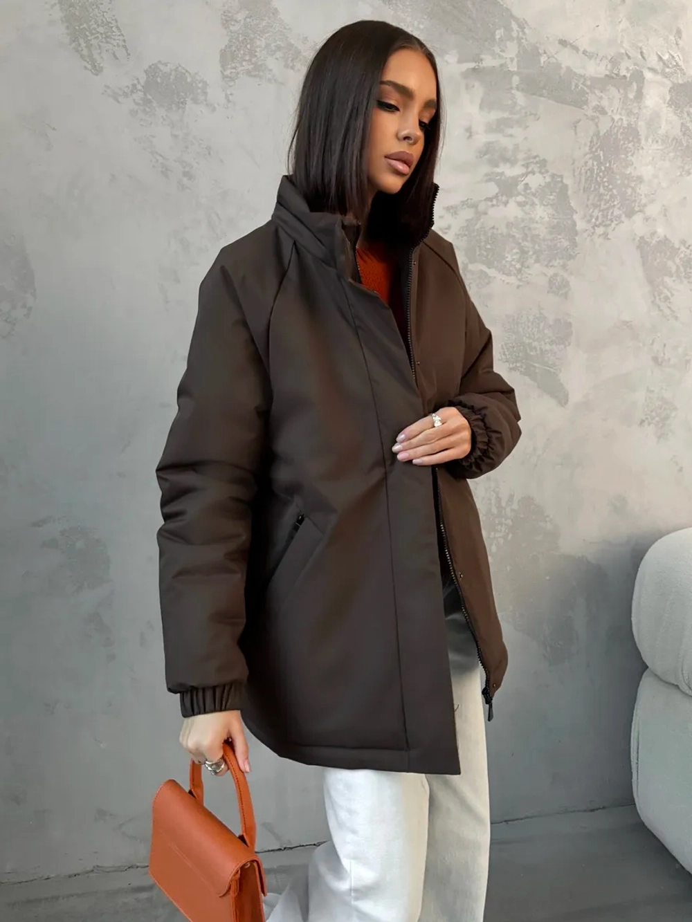 Куртка весенняя удлиненная с капюшоном