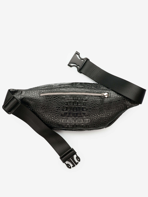 сумка поясная черная рептилия