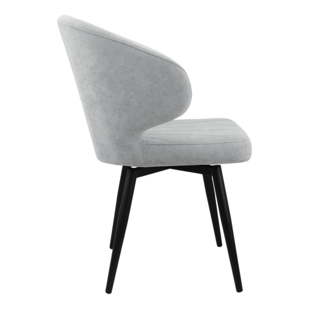 Стул поворотный "Милтон 360" (арт. 357П), велюр Бренди В20 светло-серый, ножка круглая черная