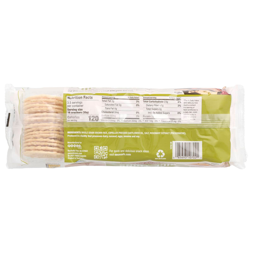 Sesmark, Rice Thins, рисовые крекеры, коричневый рис, 100 г (3,5 унции)