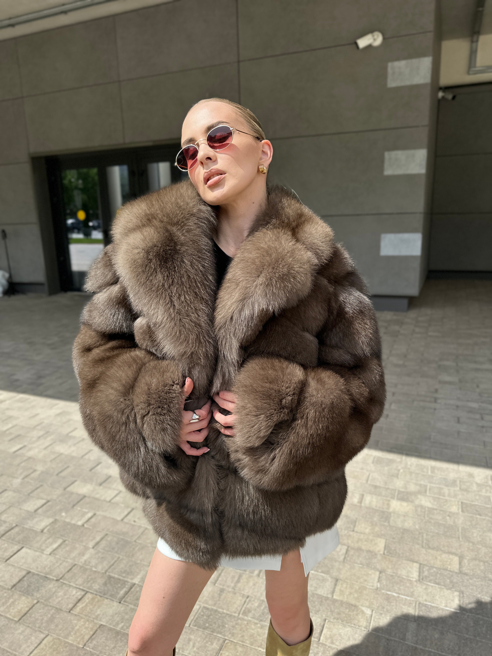 Шуба из меха финского песца LUX под куницу 65см