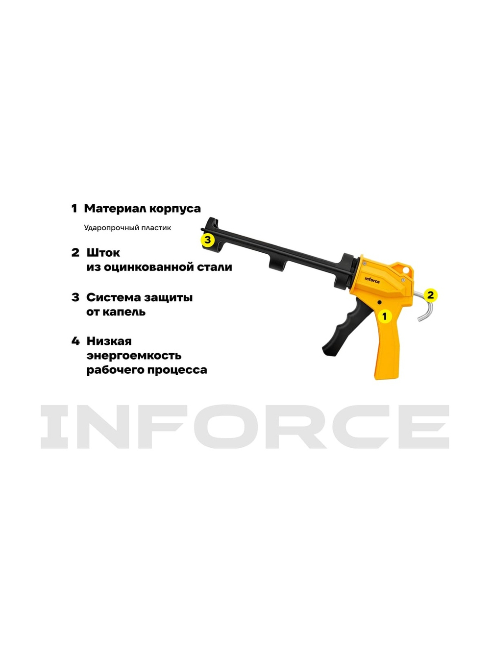 Профессиональный пистолет для герметика Inforce 01-13-04