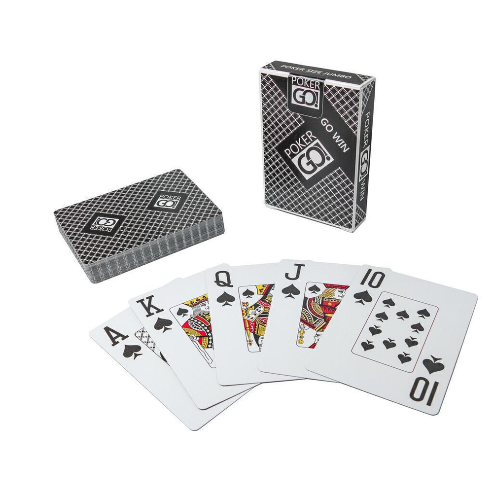 Карты игральные 54шт, "PokerGo" black, пластик, poker size index jumbo, 63*88 мм