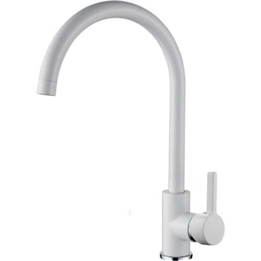 Смеситель кухня LEDEME 4299W Макси (белый) на гайке