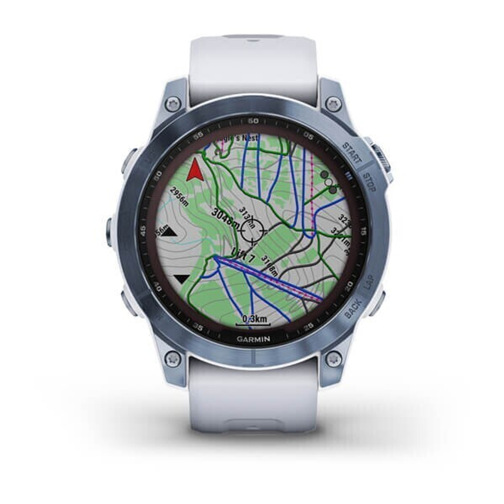 Умные часы Garmin Fenix 7 Sapphire Solar Титан Mineral Blue DLC с ремешком из белого камня 47 мм