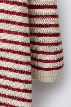 ZARA ВЯЗАНЫЙ КОМБИНЕЗОН В ПОЛОСКУ С ВЫШИТЫМ ДЕРЕВОМ, БУРГУНДИ