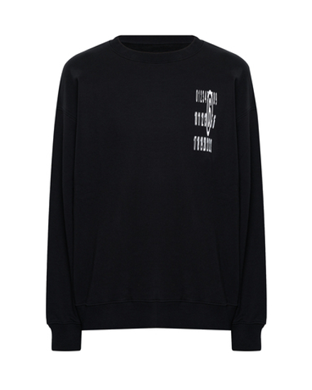 MM6 MAISON MARGIELA СВИТШОТ-ТРАНСФОРМЕР ЖЕНСКИЙ С ЛОГОТИПОМ БРЕНДА ЧЕРНЫЙ