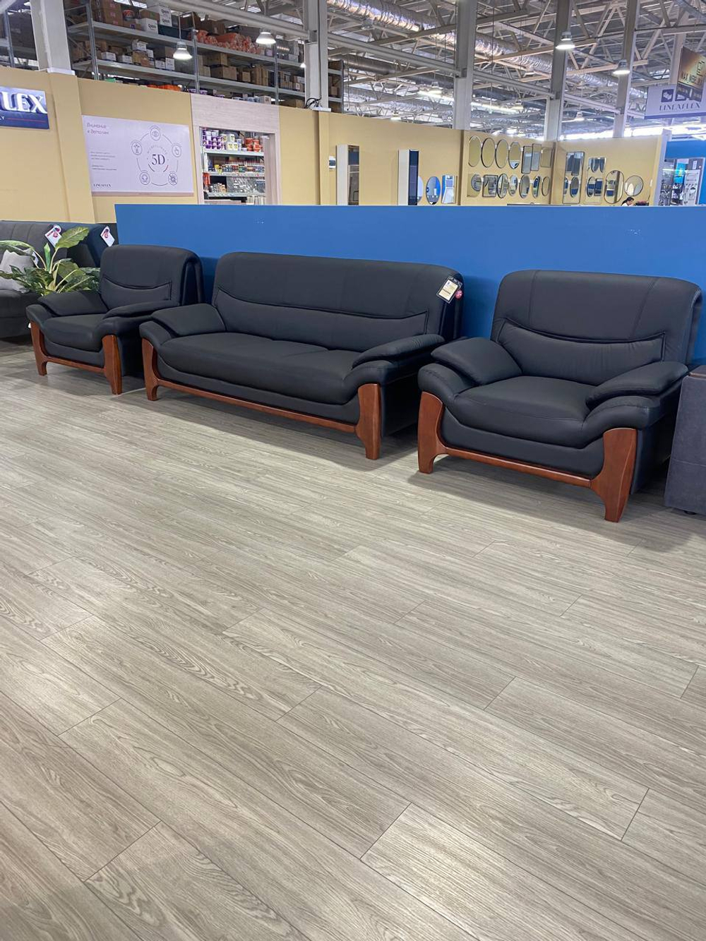 Комплект диван+2 кресла 957 3+1+1 black pu