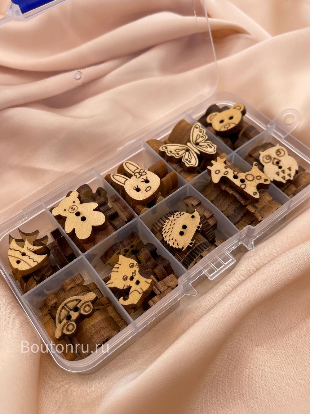 Набор пуговиц деревянные зверушки