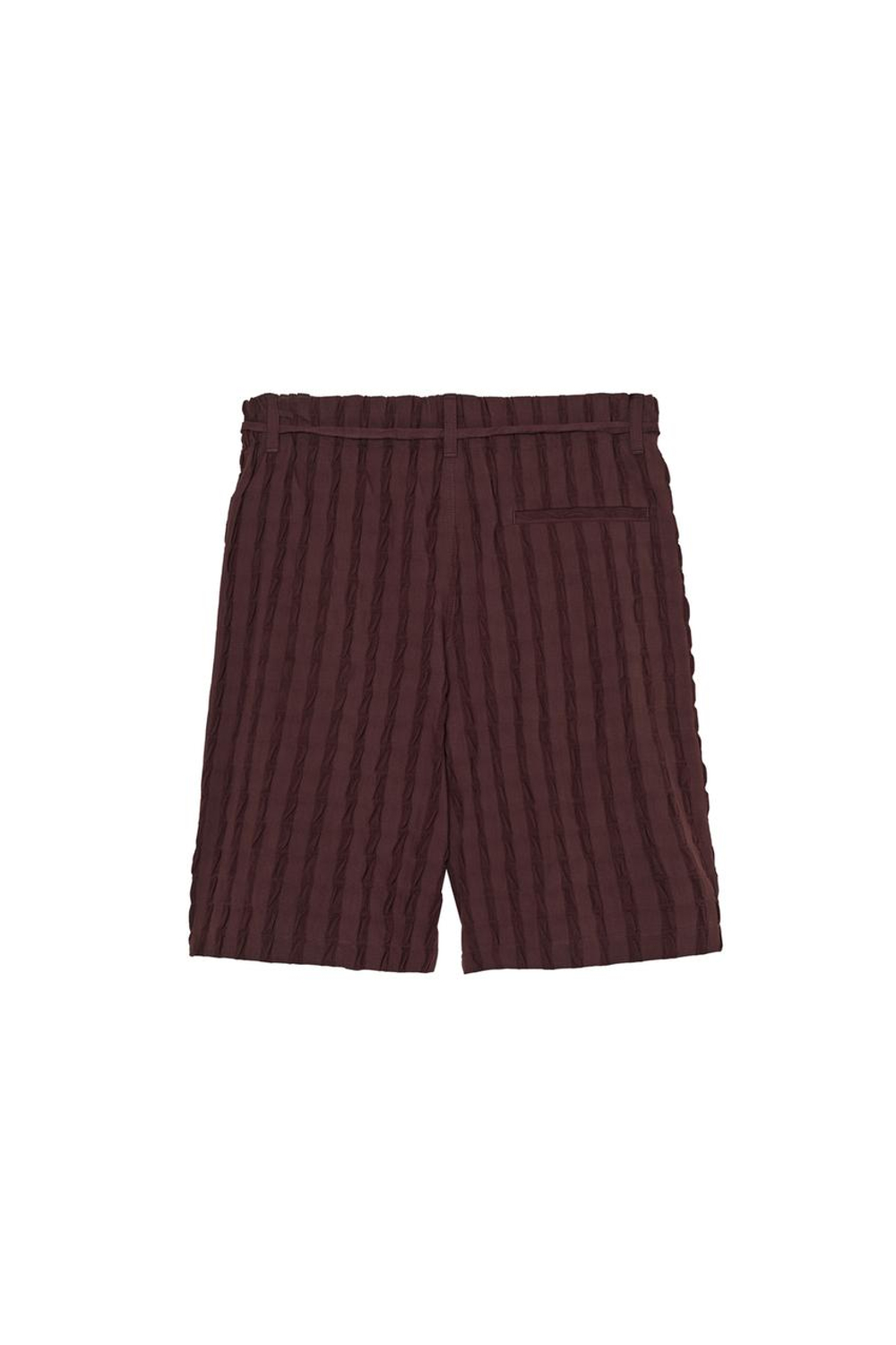 ZARA X BENITO ANTONIO ПОЛОСАТЫЕ ЖАККАРДОВЫЕ ШОРТЫ-БЕРМУДЫ С ПОЯСОМ, ШОКОЛАДНЫЙ