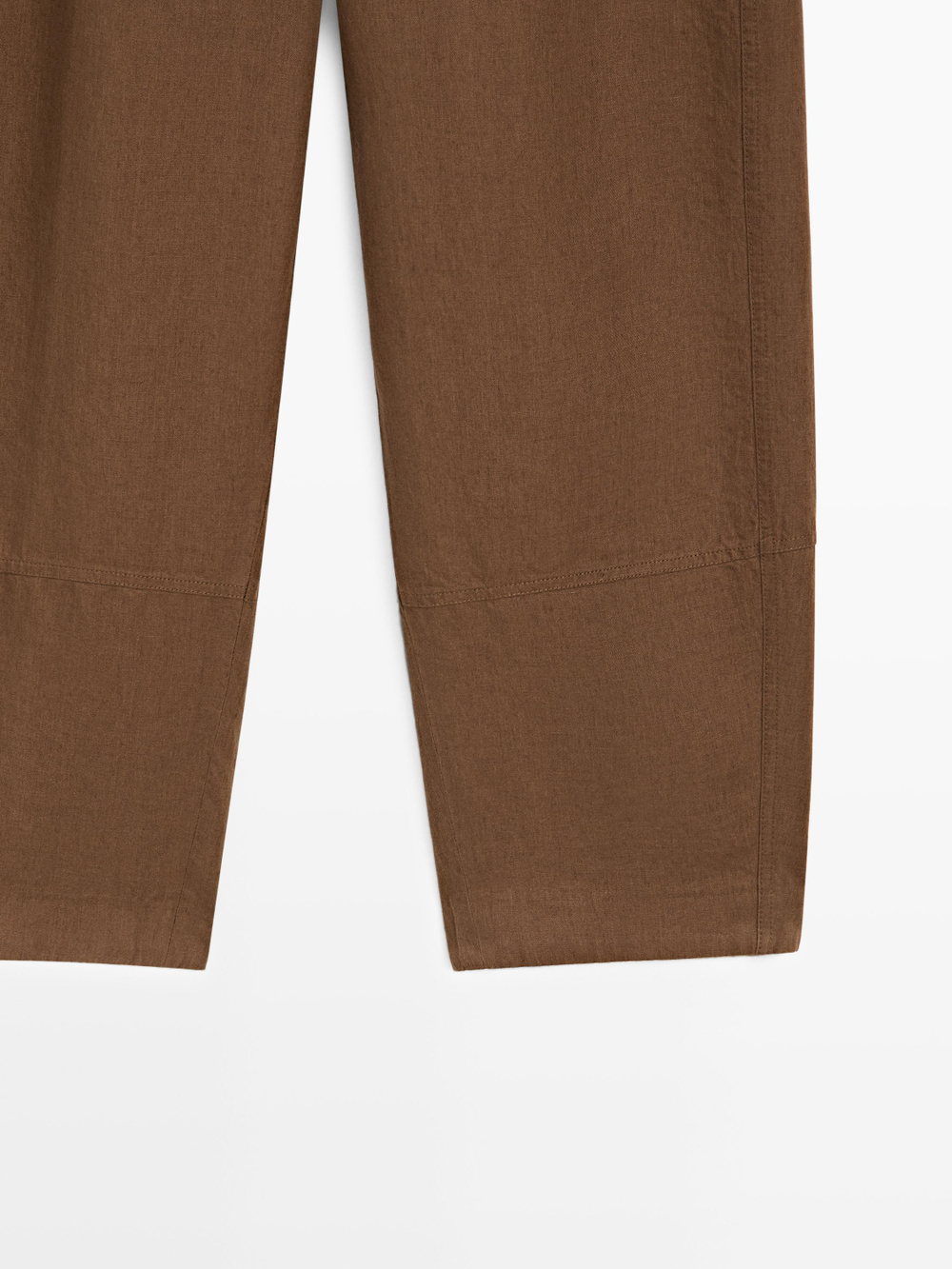 Massimo Dutti Льняные брюки с эластичным поясом, коричневый