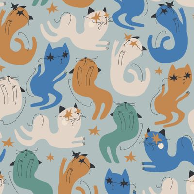 Коты в космосе абстрактные и яркие
