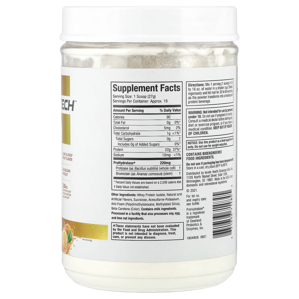 MuscleTech, ISO Whey Clear, сверхчистый изолят протеина, апельсиновый сок, 505 г (1,11 фунта)