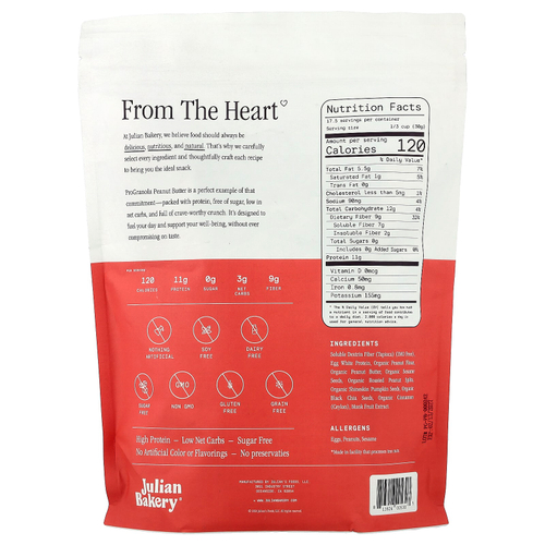 Julian Bakery, ProGranola, гранулы с арахисовой пастой, 526 г (18,5 унции)
