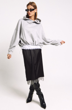 Юбка с кружевом 1248 черный / графит