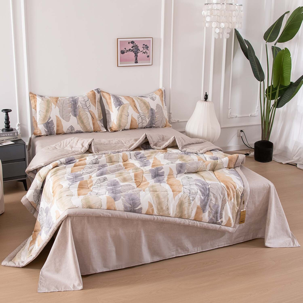 Комплект постельного белья Сатин с Одеялом 100% хлопок 160x80 на резинке OBR163