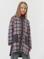 Кардиган серо-бело-красный для девочки арт. АТ922