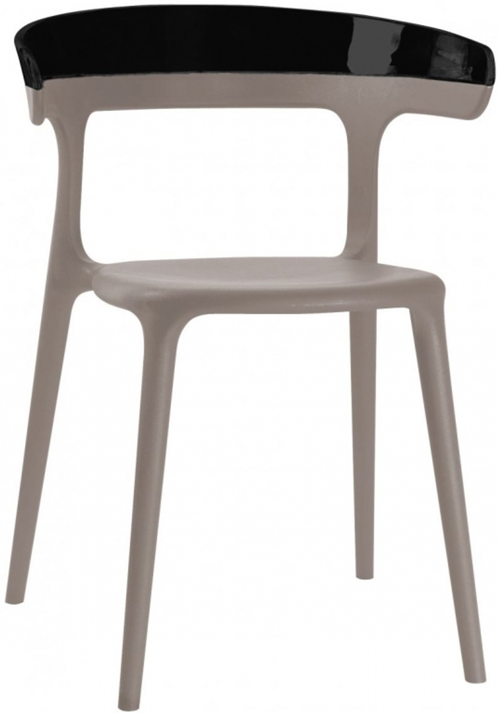 Кресло пластиковое Papatya Luna, тортора, черный