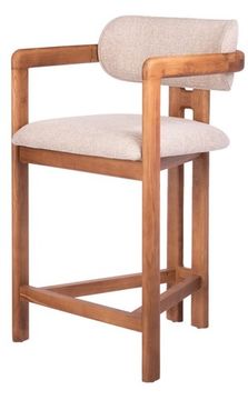 Стул полубарный Rich рогожка латте с ножками цвета орех