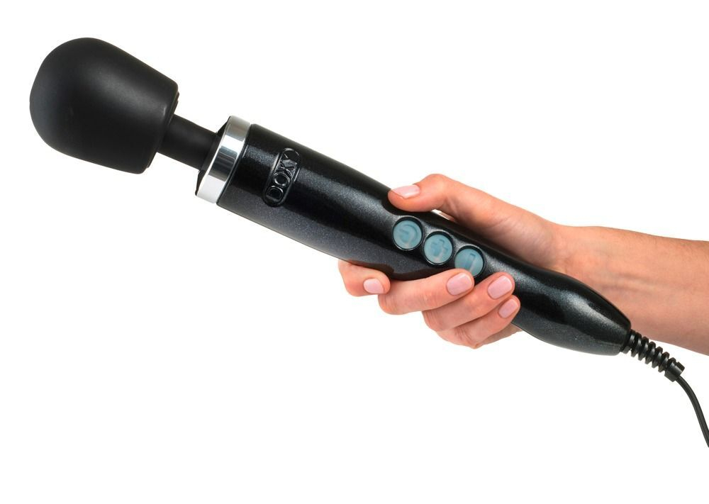 Черный вибратор Doxy Die Cast Wand Massager - 34 см.