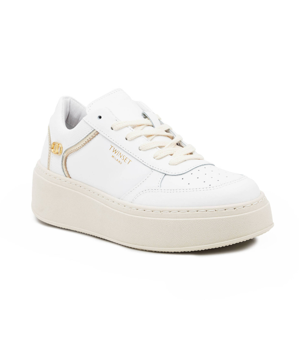 Кожаные кроссовки TWINSET - белый(241TCP060)