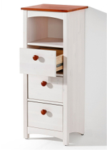 Тумба, 34х30х85, Паула, напольная, в ванну и прихожую, прикроватная, с ящиками, из массива дерева, белый/черри, Dipriz