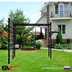 Уличная шведская стенка Sv Sport рукоход с комплектом турник прямой У5514.2 (Брусья/Гнездо 115см/Сетка)