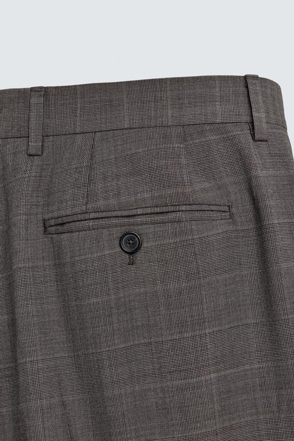 ZARA КОСТЮМНЫЕ БРЮКИ В КЛЕТКУ ИЗ 100% ШЕРСТИ, КОРИЧНЕВЫЙ