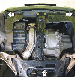 Защита картера Двигателя, КПП. 2 мм, Сталь. для Nissan X-Trail 2001-2007 MOTODOR.01402