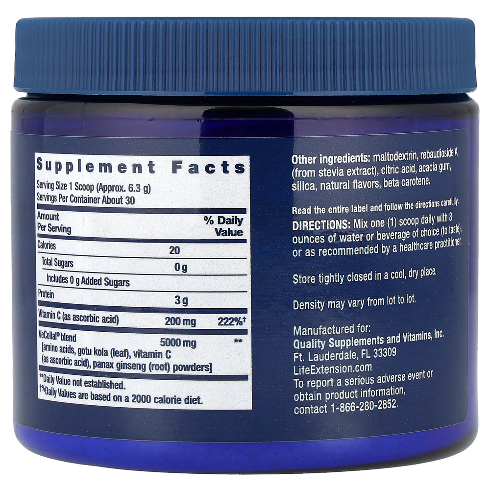 Life Extension, Vegan Pro Collagen, натуральный апельсин, 189 г (6,667 унции)