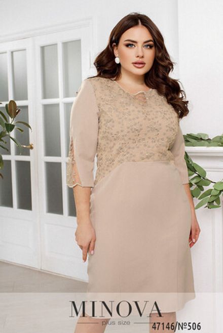 Платье 506-Бежевый Minova Фото 2