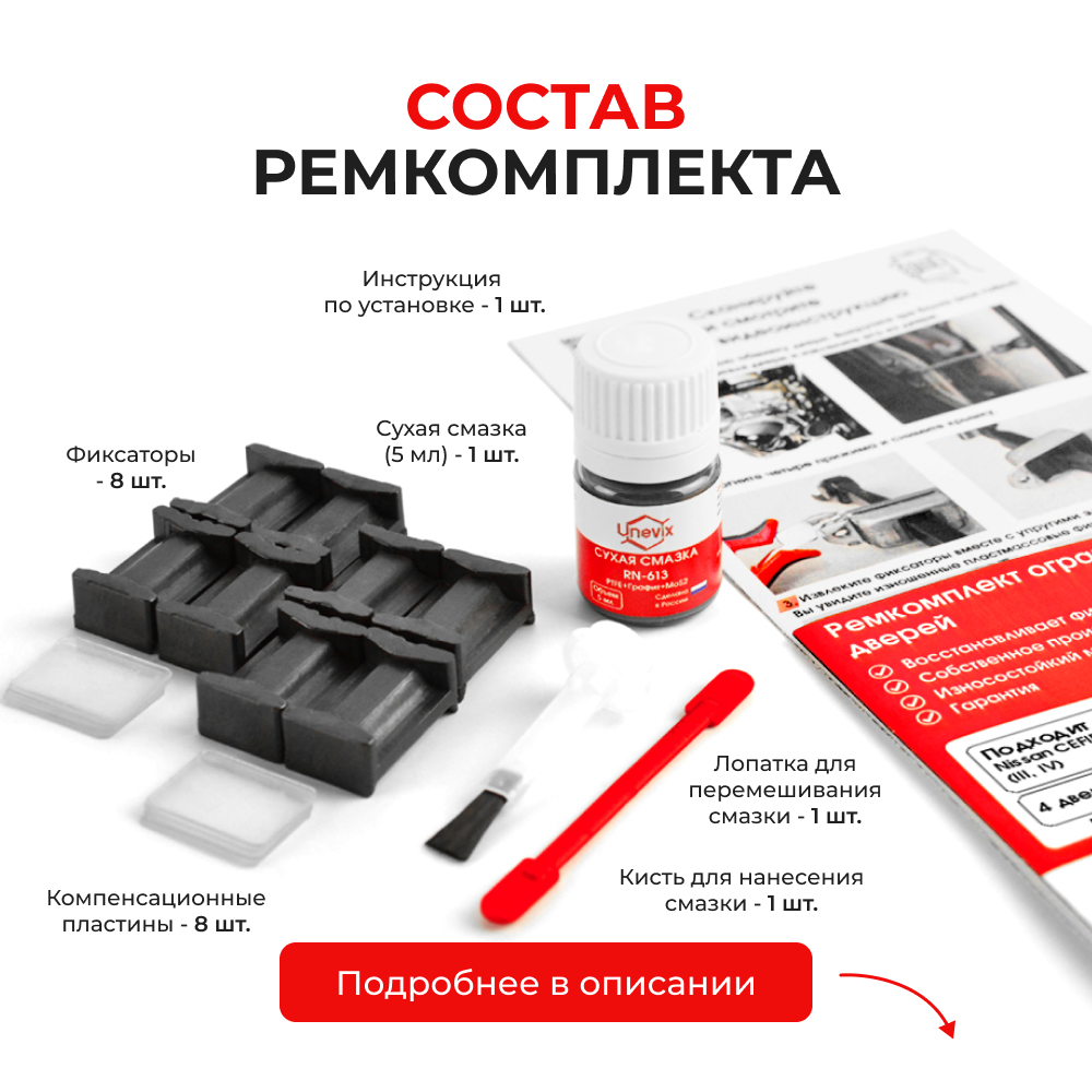 Ремкомплект ограничителей дверей Nissan CEFIRO (III-IV) A33; J31 (4 двери, тип 17) 1998-2008