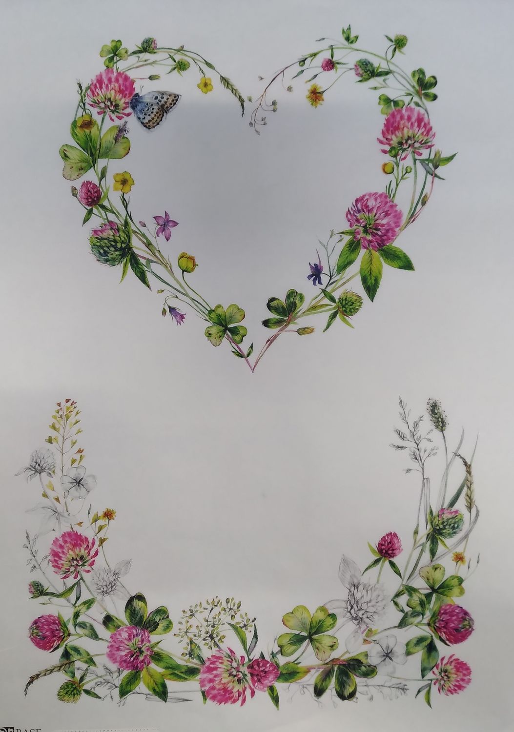 Декупажная карта А4 bouquet clover 4