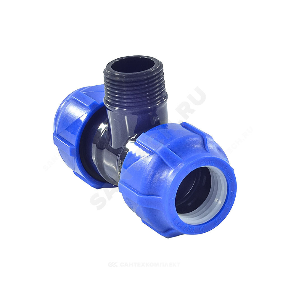 Тройник компрессионный ПЭ Дн 20х1/2"х20 НР Ру16 VALFEX 1210022001220