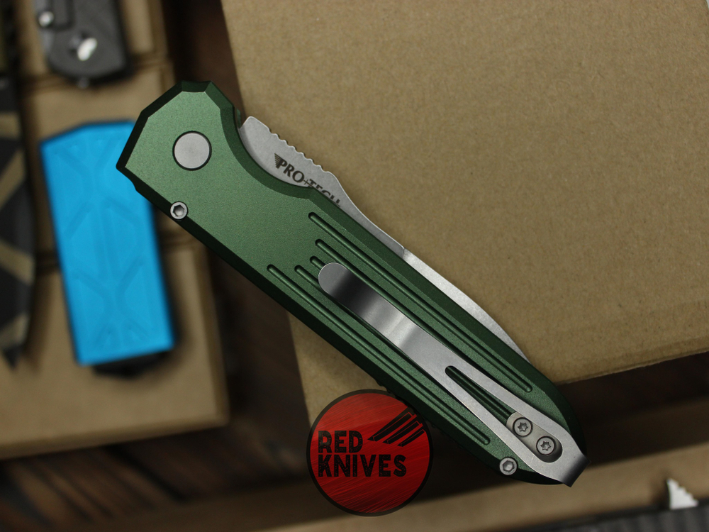 Нож Pro-Tech PDW Invictus Green - рукоять зеленая, серя кнопка и клинок