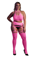 Розовый неоновый комплект белья +size