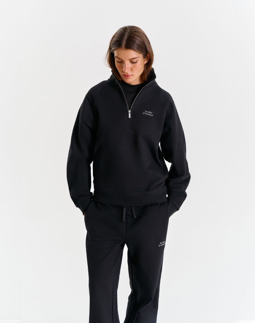 Толстовка Bruler d'Amour Half-zip Logo de base 01 черная