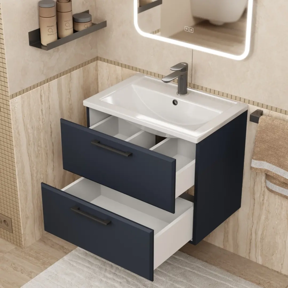 Тумба с раковиной для ванной Uperwood Foster New 60 см, подвесная, черная