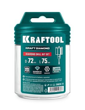 KRAFTOOL DIAMOND d 68 мм (М16, рабочая глубина 75 мм, лазерная сварка), Алмазная Коронка для подрозетников (29820-68)