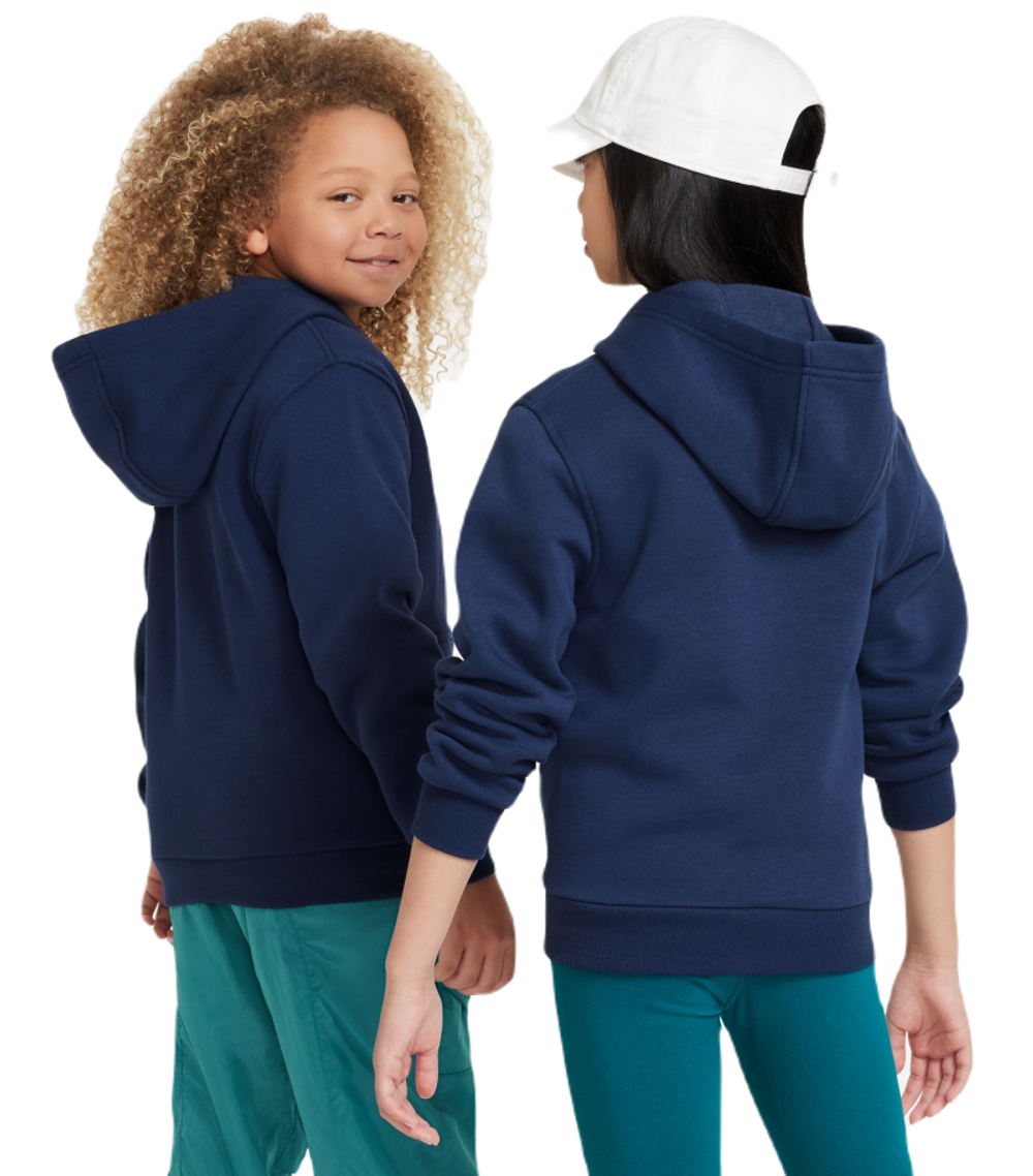 Кофта для девочки теннисная  Nike Club Fleece Full-Zip Hoodie - midnight navy/white