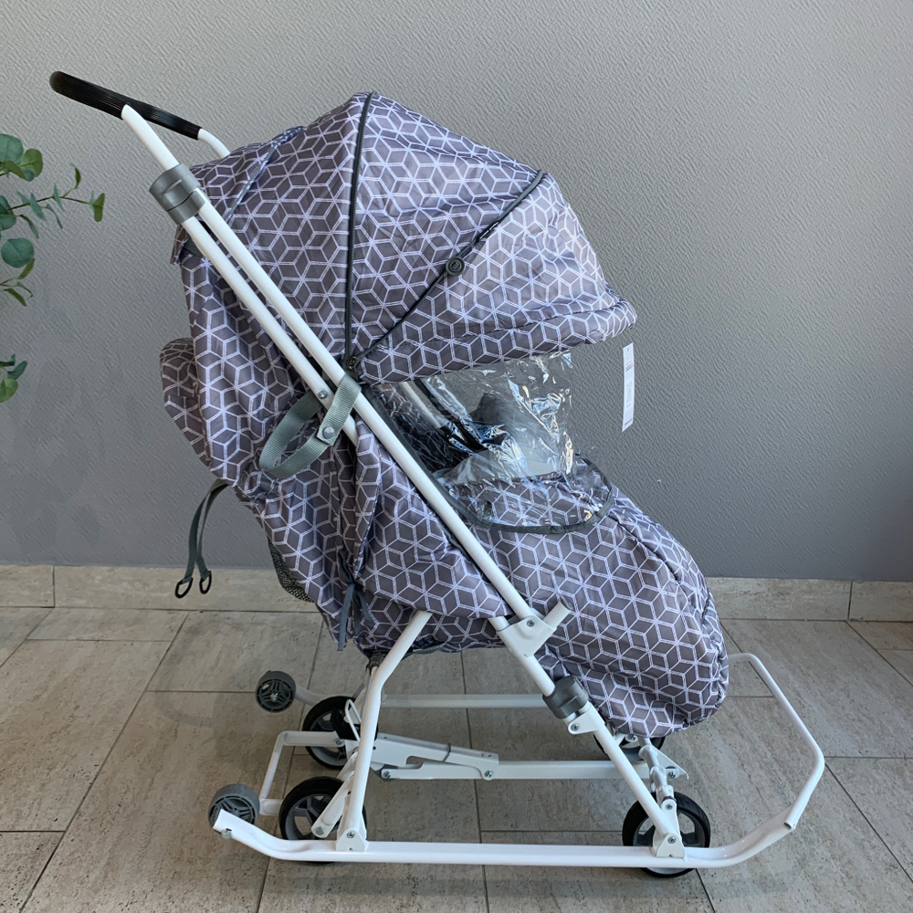Коляска комбинированная «Наши детки 3-1К» с ромбиками серый (арт. НДТ3-1К/4)