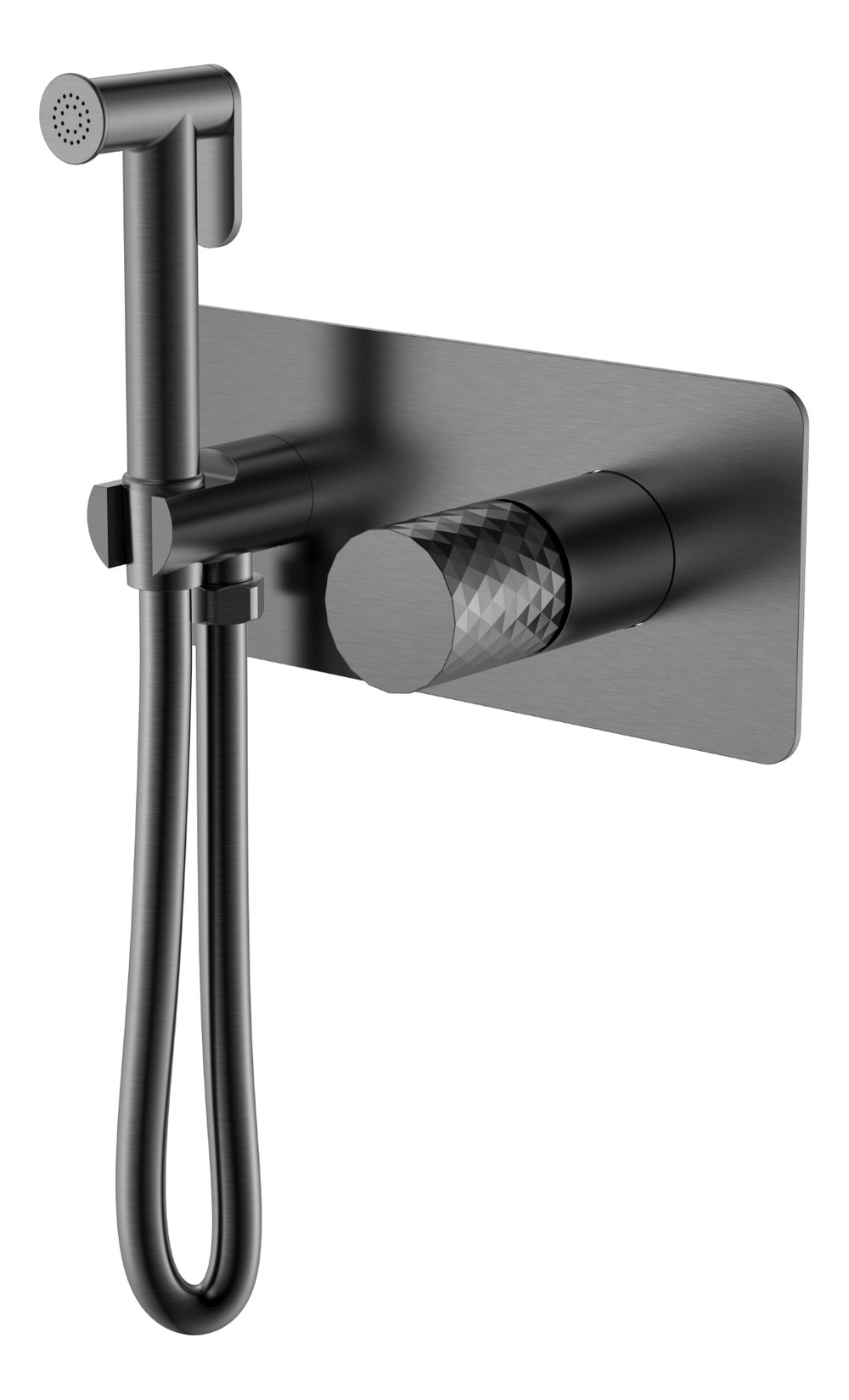Смеситель гигиенический STICK Gun Metal c ручкой DIAMOND