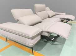 Трехместный диван с элетро-реклайнером 4429, светло-серая натуральная кожа