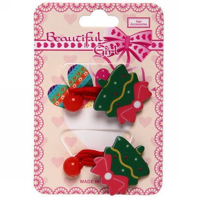 Резинки для волос детские 2шт. «Новогодняя Сказка - Ёлочки», цвет красный, d-9см