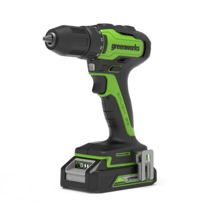 Дрель-шуруповерт 24V Greenworks GD24DD35K2, бесщеточная, 35Нм, 1хАКБ 2Ач и ЗУ, кейс