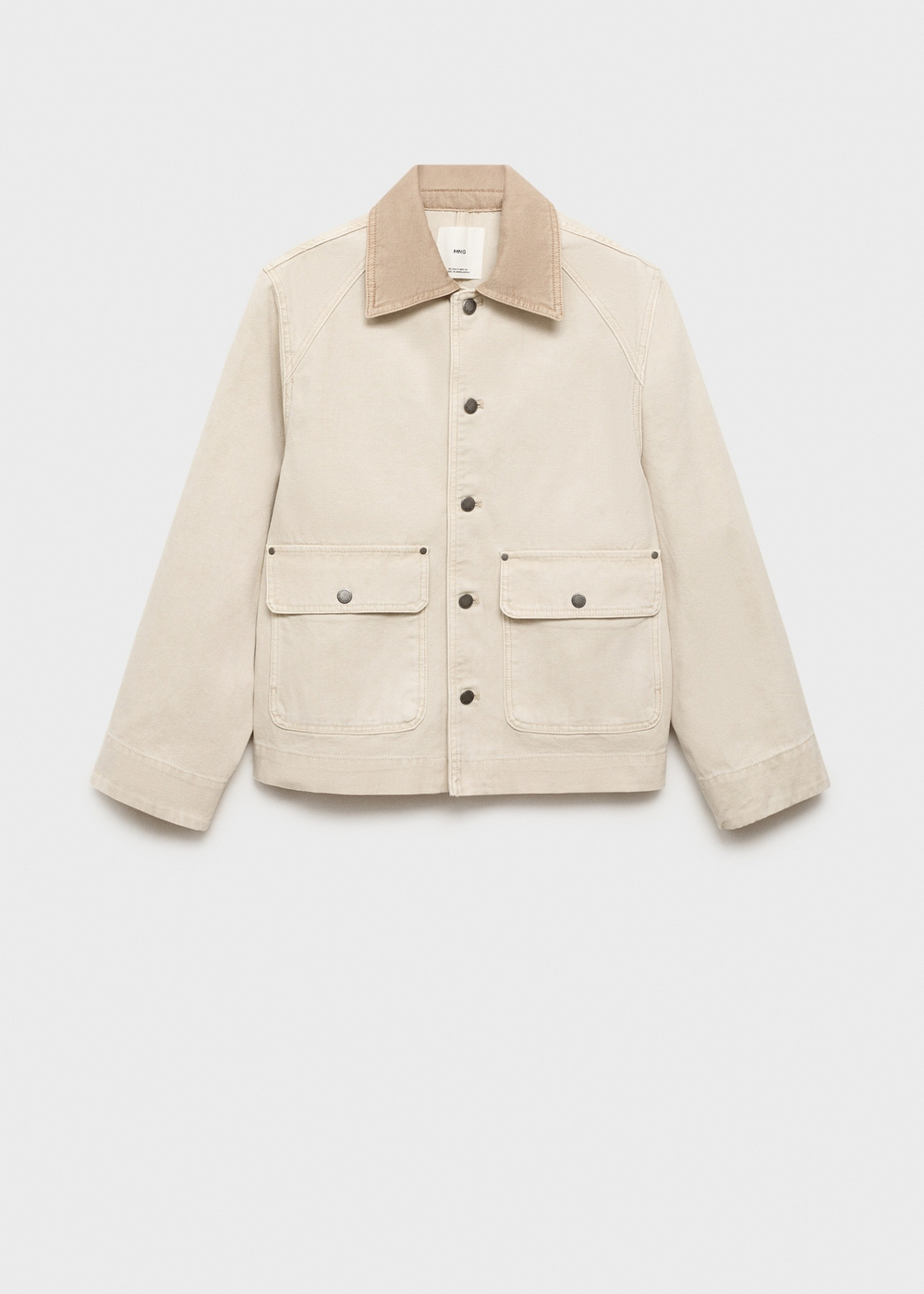 MANGO Джинсовая парка с контрастным воротником, экрю