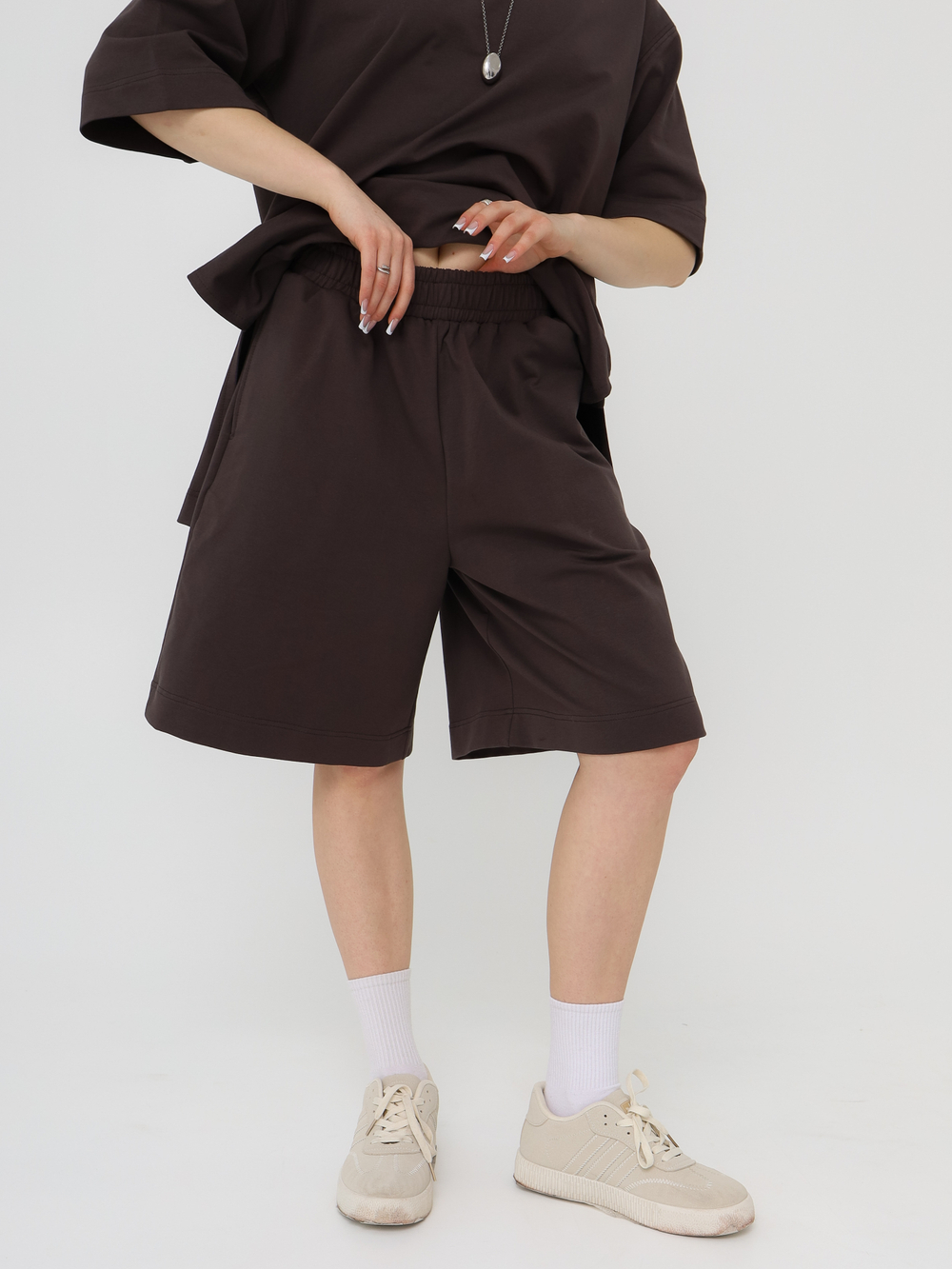 Бермуды трикотажные женские Over, шоколад